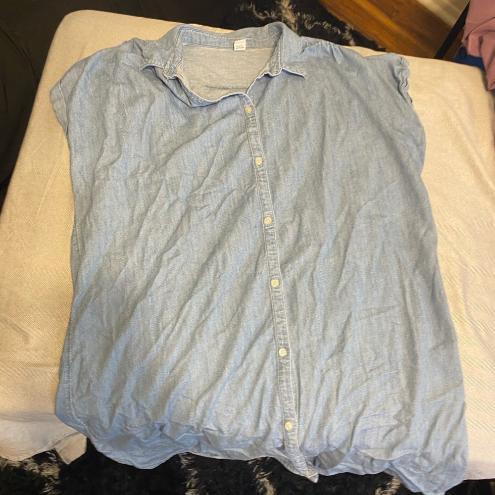 Old Navy light-wash denim button-down dress